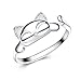 Winuxury Women's Elegant 925 Sterling Silver Small Cat Rings Genuine Evening Party Finger Ring