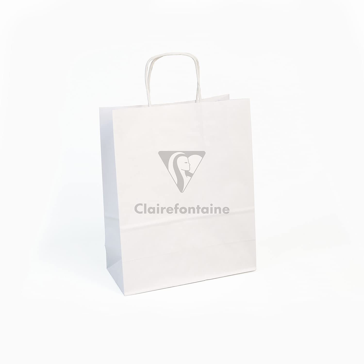 Clairefontaine 395708C - Pack Of 25 Kraft Gift Bags - 22x10x27cm - 100g - Colour : White - Twisted Handles - Ideal For : Gift Wrapping, Food Industry, Basic Bag