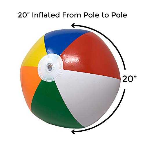 image for Beachgoer 20-Inch Bulk Pack of 12 Inflatable Rainbow Color Beach Balls