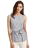 SheIn Women's Striped Tie Waist Sleeveless Blouse Tank Top