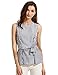 SheIn Women's Striped Tie Waist Sleeveless Blouse Top
