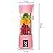 Tianmingwei Portable Blender USB Personal Juicer Cup 6 Blades Rechargeable Fruit Mixing Machine for Baby Travel 400ml[New Version] (Pink)