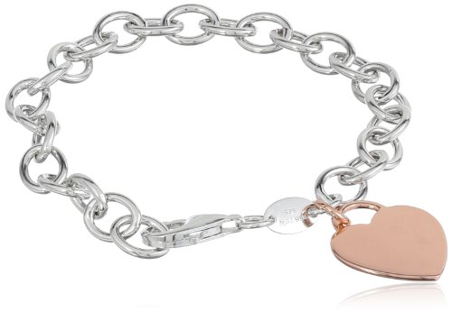 Sterling Silver Heart Tag Bracelet, 7.5 