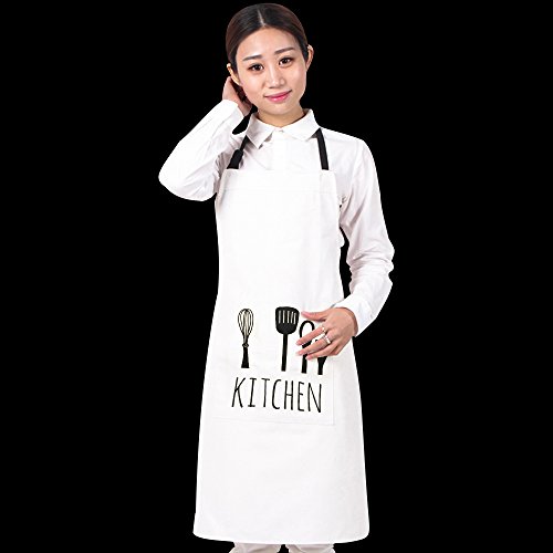 100% Cotton Cooking Kitchen Aprons Restaurant Apron for Women Men Chef,Waterproof Kitchen Apron with Big Pockets Adjustable Bib for Cooking, Crafting, Gardening Restaurant 5 Color