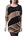Allegra K Lady Batwing Sleeves Color Block Blouson Tunic M Light Coffee