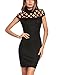 Kamaitachi Womens Stand-Up Collar Cap Sleeve Splice Solid Pencil Dress