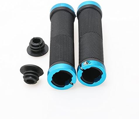 Bike Handlebar Grips Soft Rubber Bike Grip Aluminum Color Double Lock Mountain Bike Grips Black-Blue