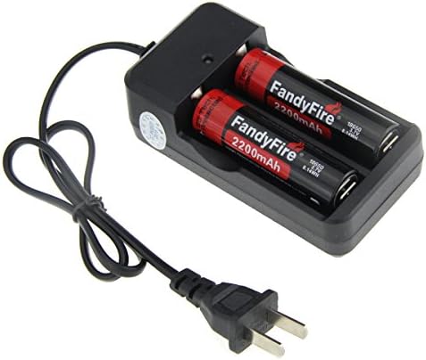 FandyFire 2pcs 3.7v 18650 2200mah Protected Lithium Li-ion Rechargeable Battery for LED Light Headlight Headlamp Handheld Flashlight Torch and with 1pcs Quick Smart Charger