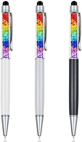 Stylus Pen, VICOX 3Pcs Pack Universal 2 in 1 Crystals Capacitive Ballpoint Stylus Pens for iPad pro, iPhone, Galaxy Tab Phones, HTC, Tablet, and more touch screen devices