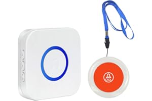 PANDAAR Caregiver Pager Wireless Call Button for Elderly at Home,Nurse Alert System Call Bell for Patients,Life Alert Systems for Seniors,Ring Panic Button for Older Adults (1Transmitter+1Receiver)