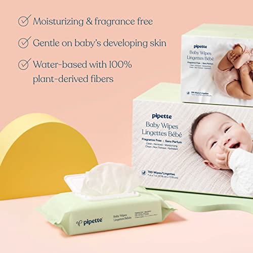 Pipette Baby Wipes Natural PlantDerived Fibers Unscented, Water