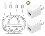 Certified 5W 1A USB Power Wall Charger with 2-Pack 10FT/3M [Heavy Duty] Nylon Braided 8 Pin Lightning to USB Cable Charger (Silver) (4-Pack)