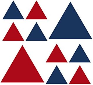 Set of 60 - Navy Blue / Red Triangles Vinyl Wall Decals Stickers [Peel and Stick Graphic Mural Triangle Kit Appliques]