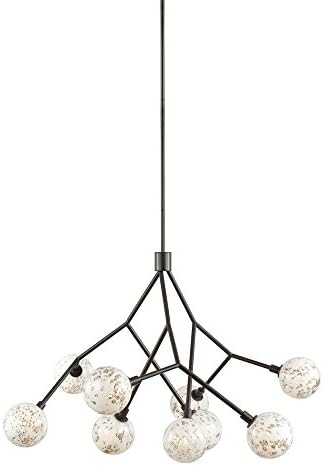 LBL Lighting CH1030BZ Malena 9 - 36.75" Chandelier with No Lamp, Antique Bronze Finish with Pearl Bubble Glass