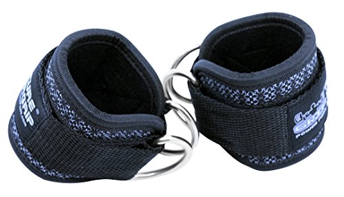 Grip Power Pads Best Ankle Straps for Cable Machines Double D-Ring Adjustable Neoprene Premium Cuffs to Enhance Legs, Abs & Glutes for Men & Women (Animation (Black), Pair)
