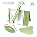Anti Aging Jade Roller for face and Gua Sha Scraping Massage Tool Set Therapy, 100% Natural Jade Facial Roller with Double Neck Slimming Massager, Gift Boxed Included by Yeamon