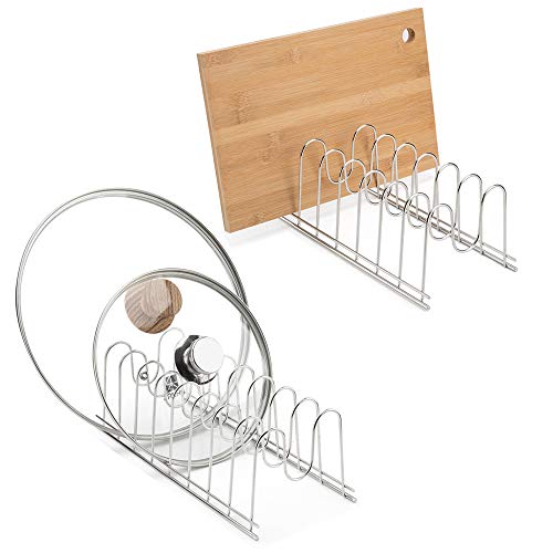 SANNO Pan pot Lid Holder Rack Kitchen Lid Organizer for Plates, Cutting