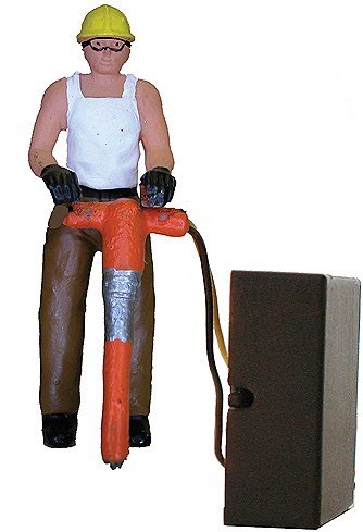 O Scale Worker w/Jackhammer, Lighted