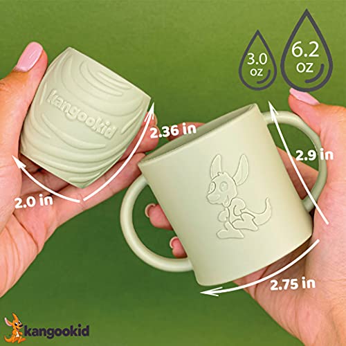 Kangookid Open Cup Set for Baby 2 Handled Open Tiny Cups for Toddlers