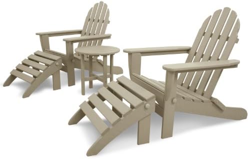 Ivy Terrace IVS119-1-SA Classics 5-Piece Folding Adirondack/Ottoman Set, Sand