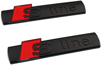 US85 Audi Sport S-LINE Side Fender Left & Right Nameplate 3D Marker Logo Emblem Decal Badge Sticker Decoration 2Pcs (Gloss Black)