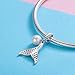 Blue Mermaid Tail & Shell Pearl Charm 925 Sterling Silver Ocean Charm Beads for Bracelet & Necklace (Blue)