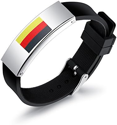 Hollited Fifa Worldcup Silicone Soccer Fans Wristbands with Stainless Steel Natioanal Flag Decor For 2018 World Cup