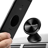 Magnetic Phone Car Mount, Magnetic Car Phone Holder Stand Dashboard Car Phone Mount, Mobile Phone Holder For Car 360 Rotation Universal Metal Phone Holder For iPhone,Samsung,GPS,Black Leather