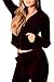 Linsery Women's Winter Velour Zipper Hooded Jacket Jogger Pants 2 Piece Sweatsuit
