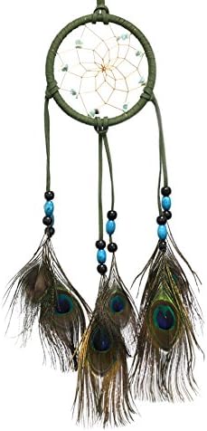 Dremisland Handmade Indian Peacock Dreamcatcher Wind Chimes Indian Style Feather Pendant Car Hanging gift