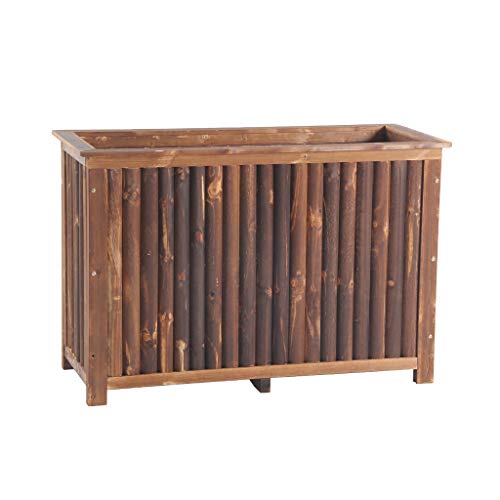 Fensterkasten Blumenkasten aus Holz Blumentopf aus Holz Blumentrog Außen Rechteck Karbonisierung Antiseptische…