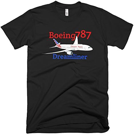 Boeing 787 Dreamliner "Dream Team" Custom Airplane T-shirt - Personalized with N# Black / S