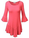 SJSP Women Bell Sleeve Frill And Shirring Detailed Loose Fit Tunic Top