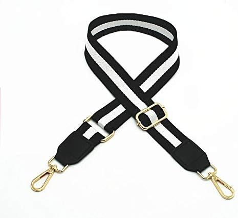 HinLot 1.5" Wide Adjustable Purse Belt Canvas Crossbody Strap for Handbags Shoudler Bags (Black/White)
