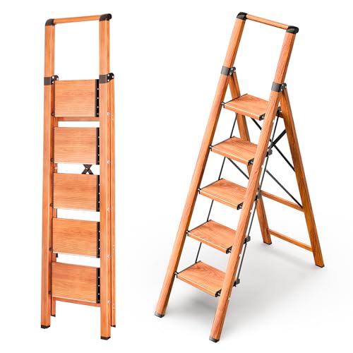 GameGem Step Ladder 5 Step Folding, Aluminum