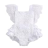 Angekids Baby Infant Girl Pure White Pretty Lace Floral Princess Party Dress Romper (0-3M(Tag3), White)