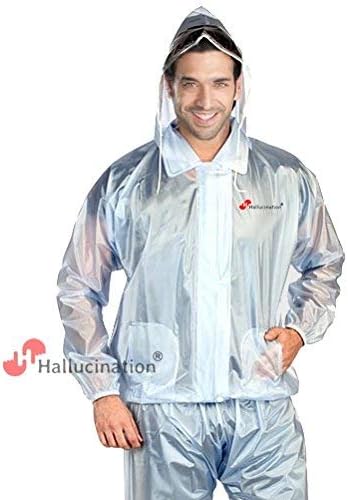 Raincoats for men waterproof made of highest quality PVC 100% waterproof; bikers riders rain jacket and pant super soft durable semi transparent rain suit gear