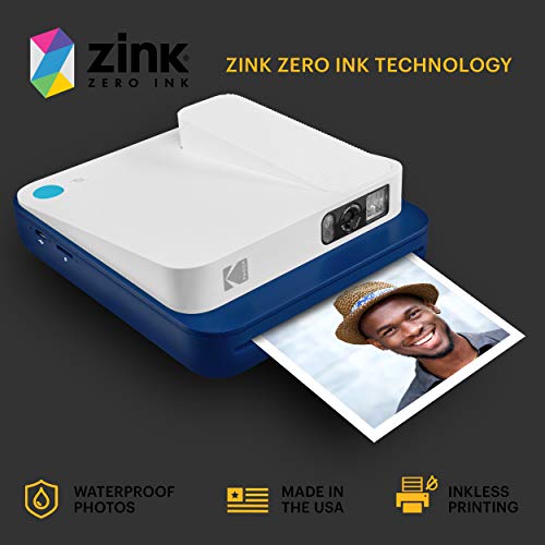 Zink KODAK Smile Classic Digital Instant Camera for 3.5 x 4.25 Zink Photo Paper - Bluetooth, 16MP Pictures (Blue)