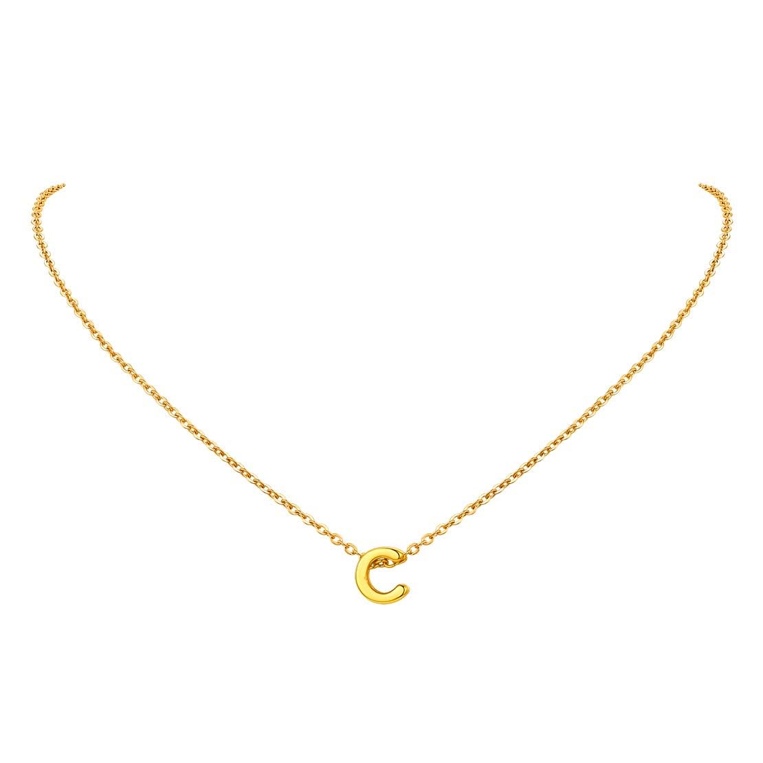 FindChic Initial Necklace for Women Letter C Pendant Alphabet Gold Letter Choker Necklaces with Stainless Steel Chain 16+2 Inch Extender Chains Women Jewellery Gift