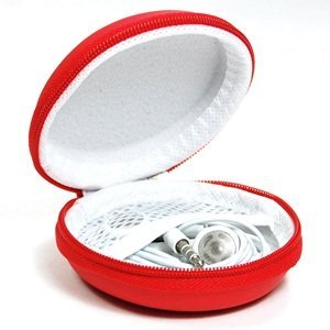 Bluecell Red Color PU Leather Earphone Hard Case/bag