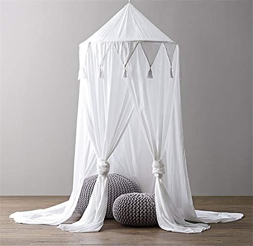 Kids Bed Canopy,Hanging Mosquito Net for Baby Crib Nook Castle Game Tent Nursery Play Room Decor – (White)