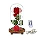 YSBER Artificial Flower Beauty & The Beast Colorful Rose and LED Light in Glass Dome on a Wooden Base for Lover, Mother, Girlfriend. (Warm White Light Rose Shade)