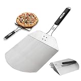 KALREDE Pizza Peel - Pizza Spatula Stainless Steel With Foldable Handle - Pizza Paddle For Baking Homemade Pizza And Bread - Oven Or Grill Use (12(L) X 9.8(W) Inches)