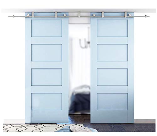 Diyhd 10ft Stainless Steel Ceiling Mount Double Sliding Barn Door