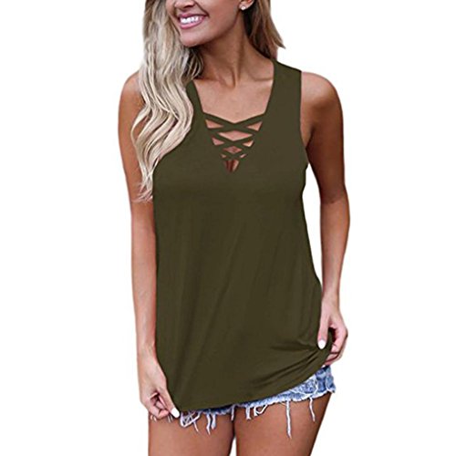 Womens Long Sleeve Casual Shirt V Neck Zipper Loose T-Shirt Blouse Tee Top (US4/S, Bandages- Army Green)