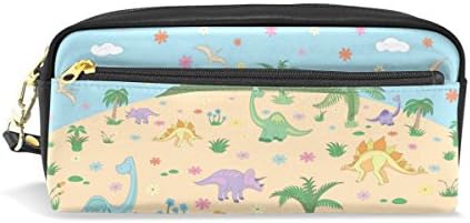 ColourLife Dinosour World PU Leather Pencil Case Holder Pouch Makeup Bags for Boys Girls Adults