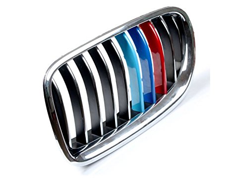 for 14-16 BMW 5 Series (10Grilles one Side) 3D M Styling 3 Colors Front Grille Trim Motorsport Stripes Grill Cover Performance Stickers 3Pcs - Thumbnail 3