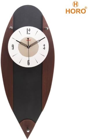 Horo Wooden/Glass Frame Pendulum Metal Dial Wall Clock 58.42x25.4x10.16cm