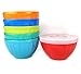 Melamine Fluted Bowls Set with Lids-6pcs 17.5 oz Cereal/Soup/Prep Bowls,6 Assorted Color| Break-resistant 100% Melamine Bowls and Plastic Lids | Dishwasher Safe,BPA Free