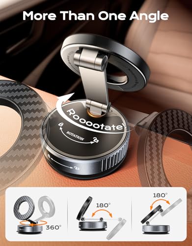 Mohard 2026 Magnetic Phone Holder for Cars, [Nano Gel+Vacuum Suction] Car Phone Holder, 360° Adjustable Foldable & 2400GF Strong Magnet Dashboard for MagSafe Car Mountings, for iPhone 17/16/15/14/13